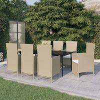 9-delige Tuinset met kussens beige