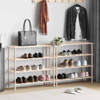 VidaXL Schoenenrekken met 4 schappen 2 st massief vurenhout