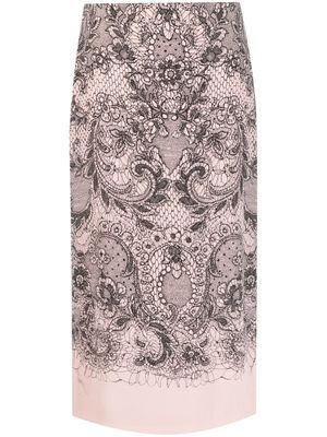 Valentino Garavani Pre-Owned jupe imprimée en soie (années 2000) - Rose