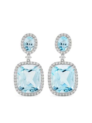 Kiki McDonough créoles en or blanc 18ct serties de diamants et de topazes - Argent