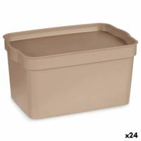 Opbergbak met Deksel Beige Plastic 2,3 L 13,5 x 11 x 20 cm (24 Stuks)