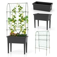 Verhoogd Tuinbed met Automatische Besproeiing Verhoogde Plantenbak met Hekwerk Waterpeilindicator Drainagegat voor Groenten Klimplanten