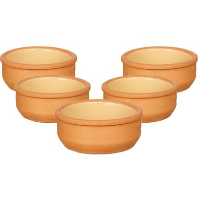 Tapas/creme brulee serveer schaaltjes - 18x - mini - terracotta/geel - 8 x 4 cm