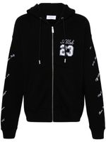 Off-White logo-embroidered cotton hoodie - Noir - thumbnail