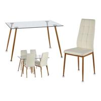 Tafel met vier stoelen Gift Decor 3 Davi 70 x 75 x 120 cm Metaal Kristal