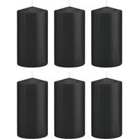 6x Kaarsen zwart 8 x 15 cm 69 branduren sfeerkaarsen - Stompkaarsen - thumbnail