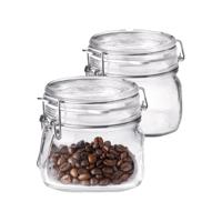 Voorraad/weckpot - 2x - transparant - glas - 10,5 x 10 cm - 500 ml - Bormioli Rocco