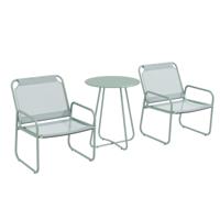 Outsunny 3-delige tuinmeubelset, 2 stoelen met ademende stoffen bekleding, 1 ronde tafel Ã˜60 cm, Groen
