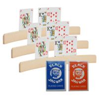 Engelhart Speelkaarten houders - 3x stuks - van hout - 35 cm - met een setje speelkaarten