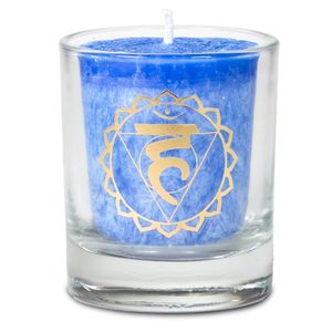 Votief geurkaars in glas - 5e Chakra in Geschenkdoos