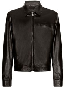 Dolce & Gabbana zip-up leather jacket - Noir