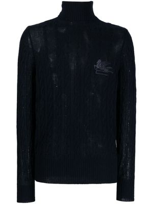ETRO pull en maille torsadée à col roulé - Bleu