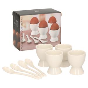 Set van 12x eierdopjes met lepel 6 cm