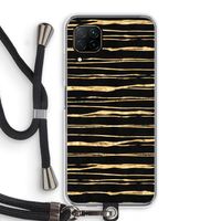 Gouden strepen: Huawei P40 Lite Transparant Hoesje met koord Gouden strepen: Huawei P40 Lite Transparant Hoesje met koord