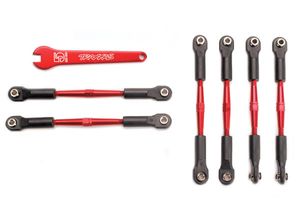 Turnbuckles, aluminum (red-anodized), camber links, 58mm (4)/ front toe links, 61mm (2)/ aluminum 5mm wrench (red-anodized) (TRX-5539X)