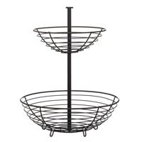 fruitschaal - zwart - metalen - 30 x 40 cm - rond - etag?re 2 lagen