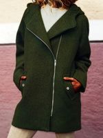 Hooded Asymmetrical Zipper Jacket Coat Overcoat