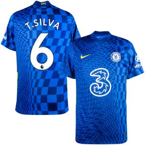 Chelsea Shirt Thuis 2021-2022 + T. Silva 6 (Premier League)