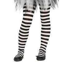 Feest/party gestreepte heksen panty maillot zwart/wit voor meisjes   - - thumbnail