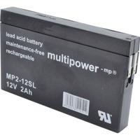 multipower MP2-12SL Loodaccu 12 V 2 Ah Loodvlies (AGM) (b x h x d) 148 x 90 x 20 mm Kabelschoen 4.8 mm Onderhoudsvrij, Geringe zelfontlading