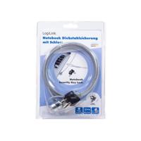 LogiLink PC/Notebook kabelslot met 2 sleutels, lengte 1,5m, zilver
