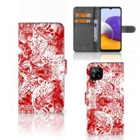 Telefoonhoesje met Naam Samsung Galaxy A22 4G | M22 Angel Skull Rood Telefoonhoesje met Naam Samsung Galaxy A22 4G | M22 Angel Skull Rood