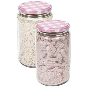 Weckpot/voorraadpot Classico - 2x - 750 ml - kunststof - draaideksel - roze - D8 x H14 cm