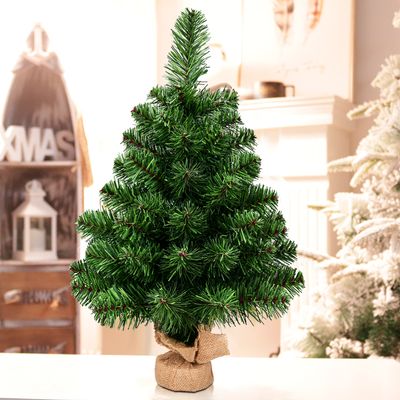 60/90cm Kunstkerstboom Dennenboom met Cementvoet Kerstboom PVC-Naalden Kunstboom voor Kerstmis Groen