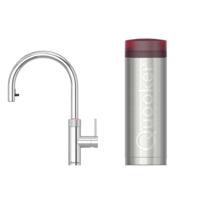 Quooker Flex Round Keukenkraan Set - Kokend Warm- en Koud Water - Uittrekbare Slang - Chroom - met COMBI+ Reservoir