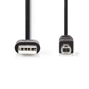 Nedis USB-Kabel | USB 2.0 | USB-A Male | USB-B Male | 480 Mbps | Vernikkeld | 3.00 m | Rond | PVC | Zwart | Label - CCGL60101BK30
