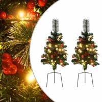 VidaXL Tuinkerstbomen 2 st met verlichting 76 cm pvc