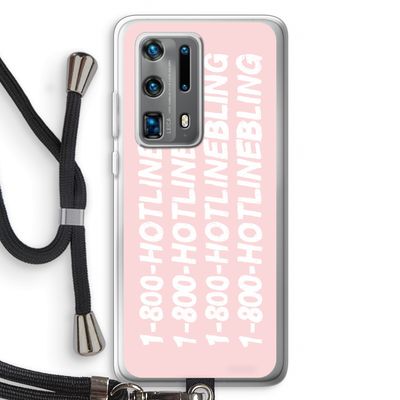 Hotline bling pink: Huawei P40 Pro Plus Transparant Hoesje met koord