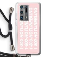 Hotline bling pink: Huawei P40 Pro Plus Transparant Hoesje met koord