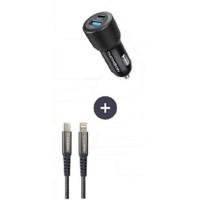 Oplader + kabelpakket - THOMSON - 60 W autolader - C naar L 5A kabel - Lengte 1,5 m