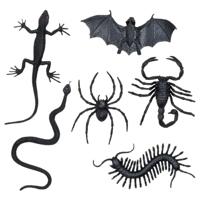 Boland Halloween beestjes - 6x stuks - zwart - kunststof - nep