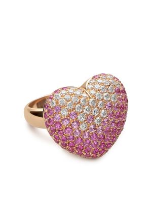 LEO PIZZO bague Amore en or rose 18ct sertie de saphirs et pavée de diamants