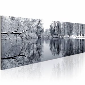 Schilderij - Landschap: Winter,    premium print op canvas , wanddecoratie