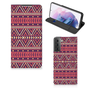 Samsung Galaxy S21 Plus Hoesje met Magneet Aztec Paars