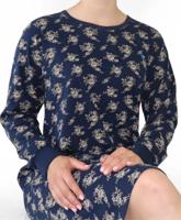 Medaillon dames nachthemd lange mouw - Dark Blue