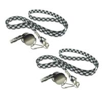 Fluitje aan lanyard - 2x - zwart/wit geblokt - Race thema - scheidsrechter fluitje - Racing