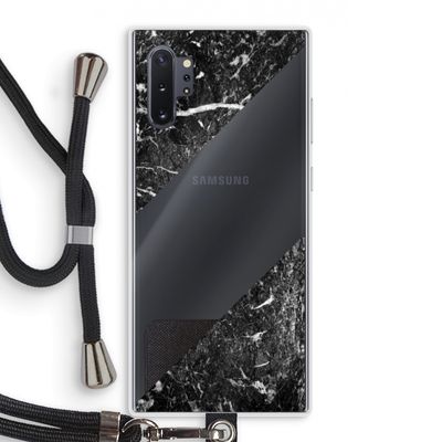 Zwart marmer: Samsung Galaxy Note 10 Plus Transparant Hoesje met koord