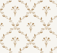 Zeshoekig bloemenpatroon behang beige