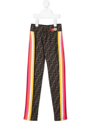 Fendi Kids pantalon de jogging à motif Zucca - Marron