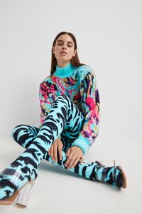 Slim fit legging met dierenprint - BLUE - S