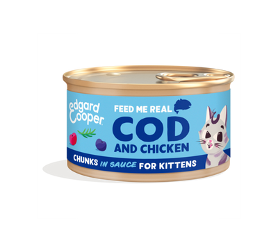 Edgard & Cooper kabeljauw en kip kitten natvoer blikje 85gr