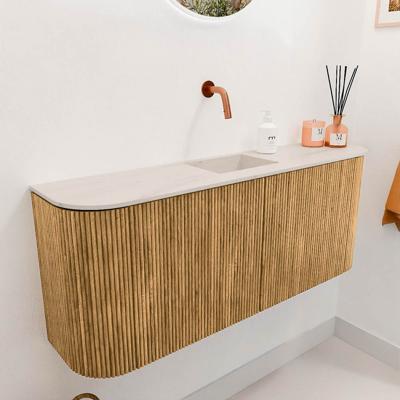 Toiletmeubel Mondiaz Joya Dlux | 103.2 cm | Meubelkleur Oak | Faye wastafel Meli Wasbak Midden | Zonder kraangat(en)