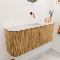 Toiletmeubel Mondiaz Joya Dlux | 103.2 cm | Meubelkleur Oak | Faye wastafel Meli Wasbak Midden | Zonder kraangat(en)