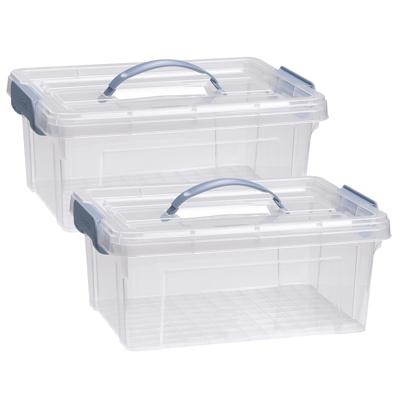 Opslagbox AZUL serie - 2x - met deksel - transparant - 8.5 liter - 36 x 26 x 15 cm - kunststof
