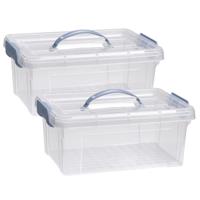 Opslagbox AZUL serie - 2x - met deksel - transparant - 8.5 liter - 36 x 26 x 15 cm - kunststof