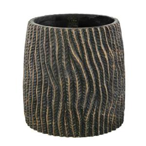 PTMD Numayla Black cement pot wavy pattern round XXL